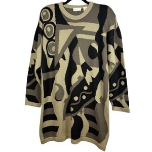 Vintage APART Sweater, Wool/Acrylic Blend,
Long Sweater, Shoulder Pads, Size XL